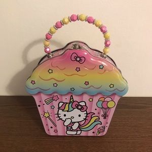 Hello Kitty Cupcake Purse Carry Tin Box